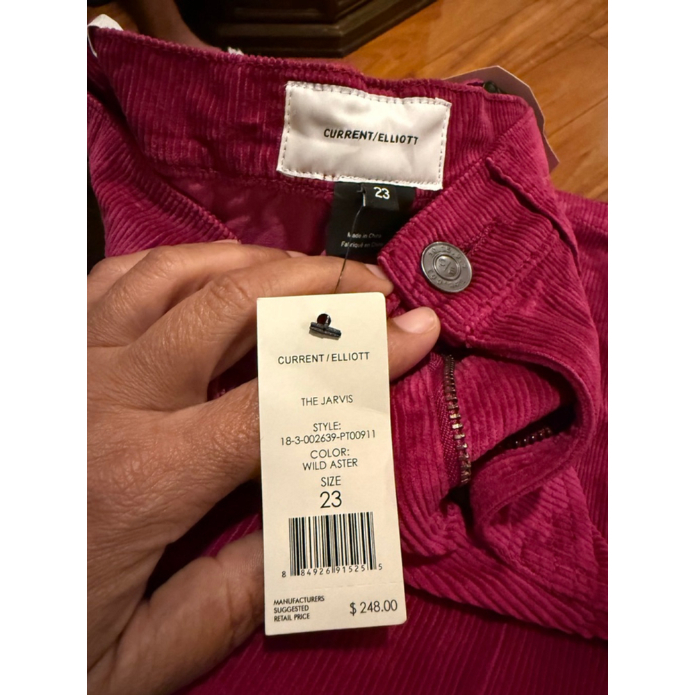 Women's Current/Elliott Magenta Corduroy Flare Pants Size 23 - Picture 5 of 8